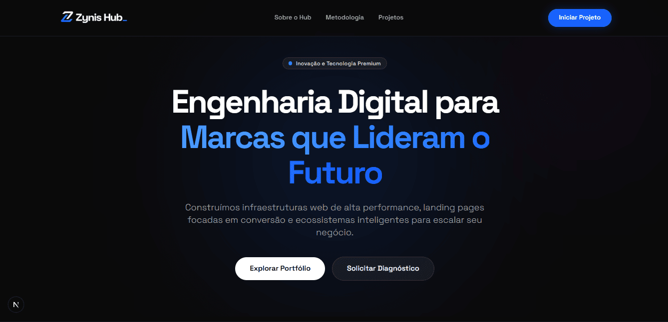 Mockup do projeto Portfólio Zynis Hub