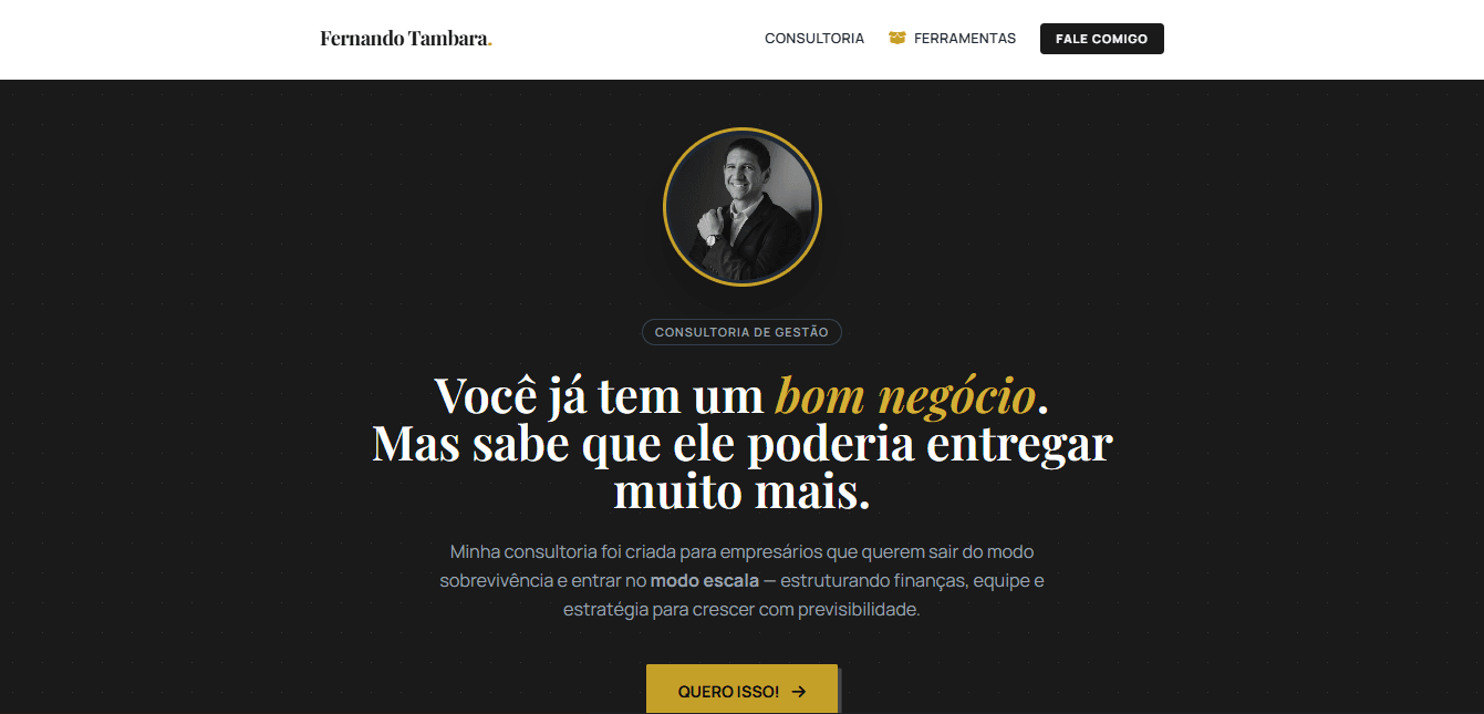 Mockup do projeto Landing Page: Apresentação e Venda de Consultoria